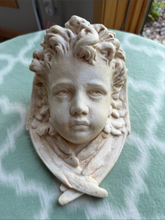Other - Vintage Solid plaster Cherub winged angel Wall hanging stand - Cream and Beige